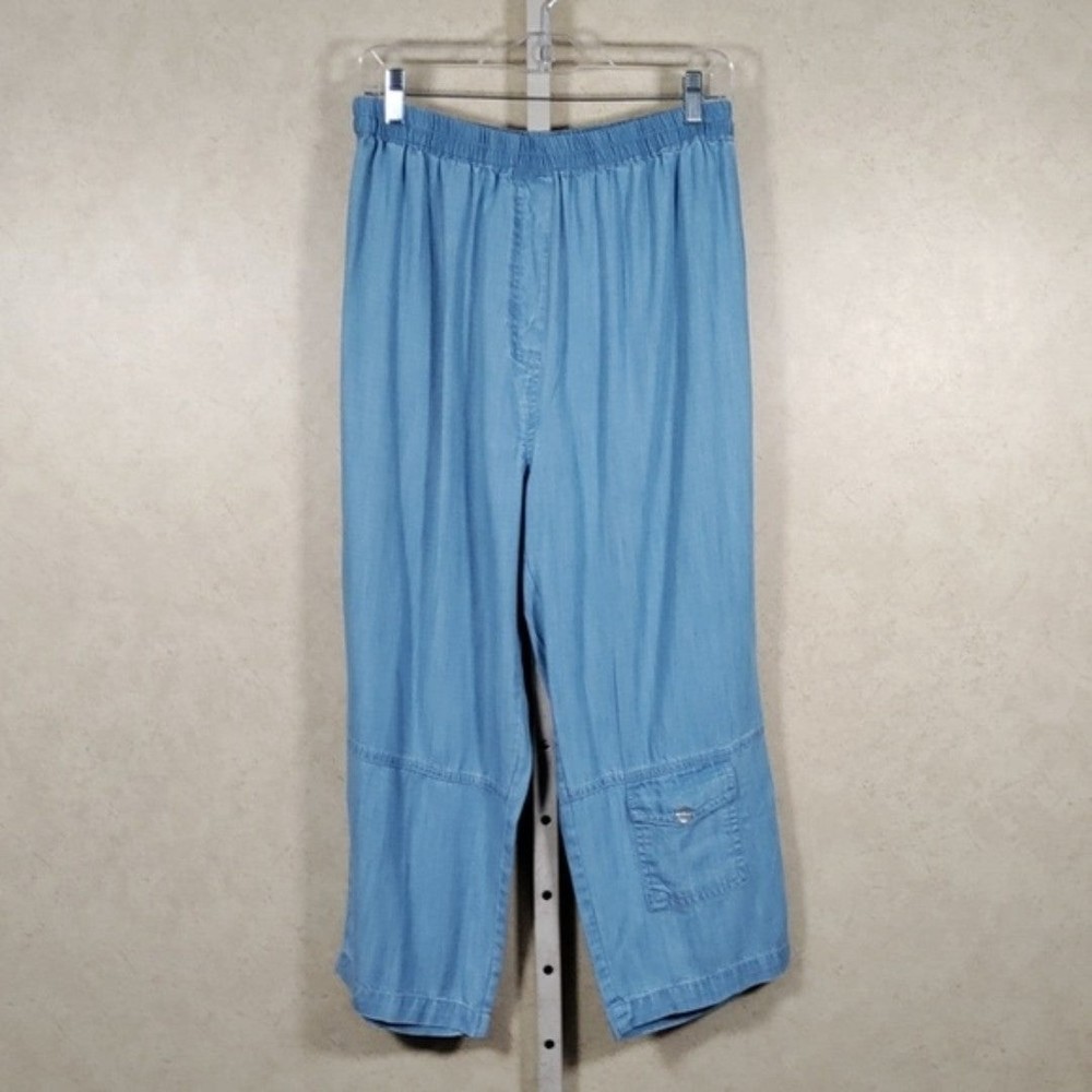 05121 Toofan blue chambray cropped pant M NWT